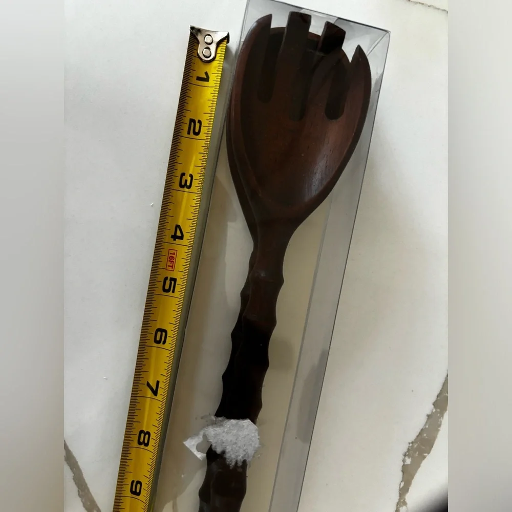 Pier 1 Wooden Salad Serving Set New Wood